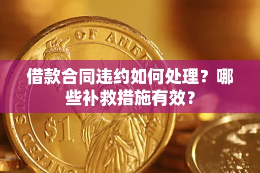 武汉借款合同违约如何处理？哪些补救措施有效？